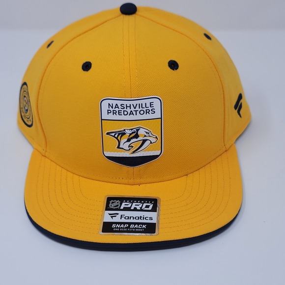 Fanatics Snapback Hat‎ Nashville Predators Yellow 2023 NHL Draft Patch Logo Cap - Picture 1 of 8